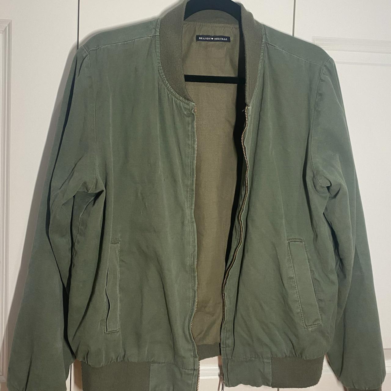 Oversized army green Brandy Melville bomber jacket - Depop