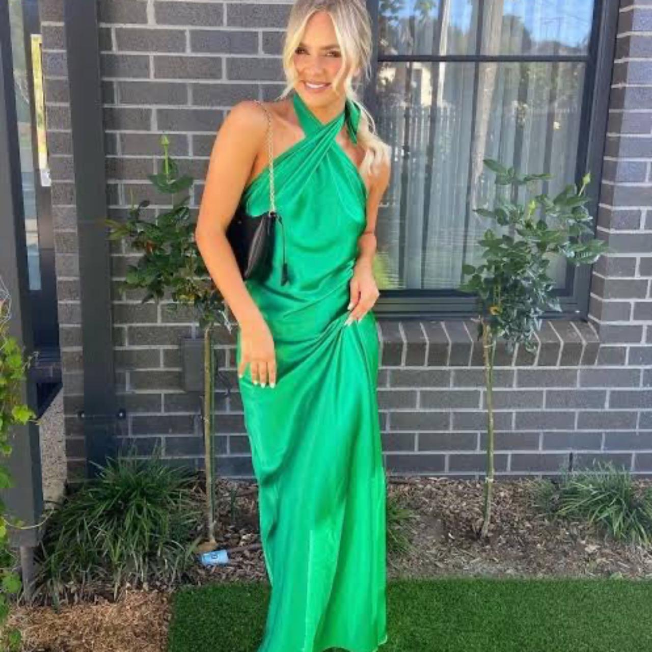 hiring the yld design crossover maxi in green size... - Depop