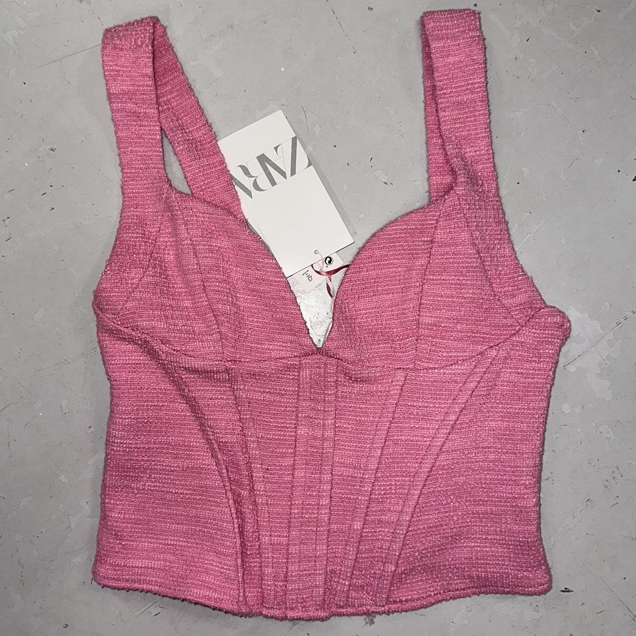Zara Women's Pink Corset Depop