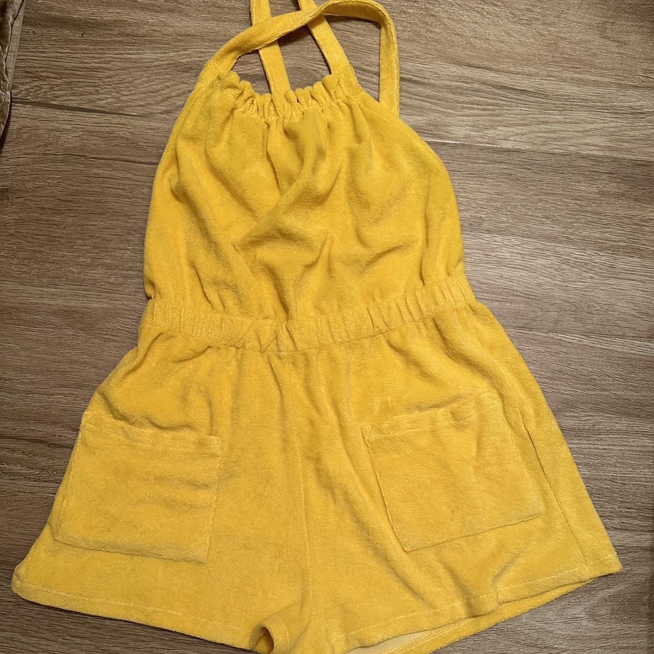 Zara mustard jumpsuit Size M zara jumpsuit shorts Depop