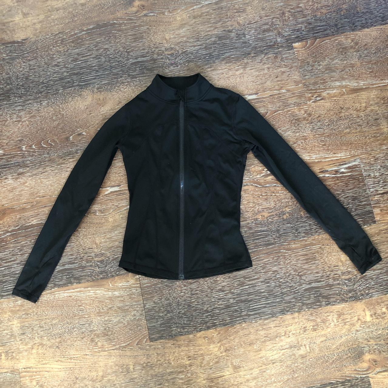 Black zip up workout jacket with thumb holes Size xs... Depop