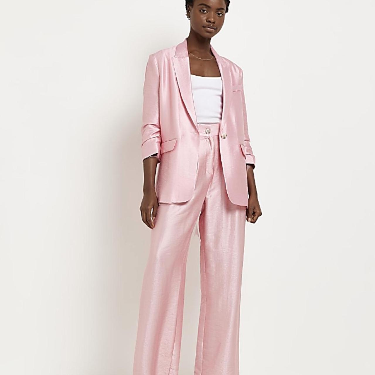 Pink satin suit womens hotsell