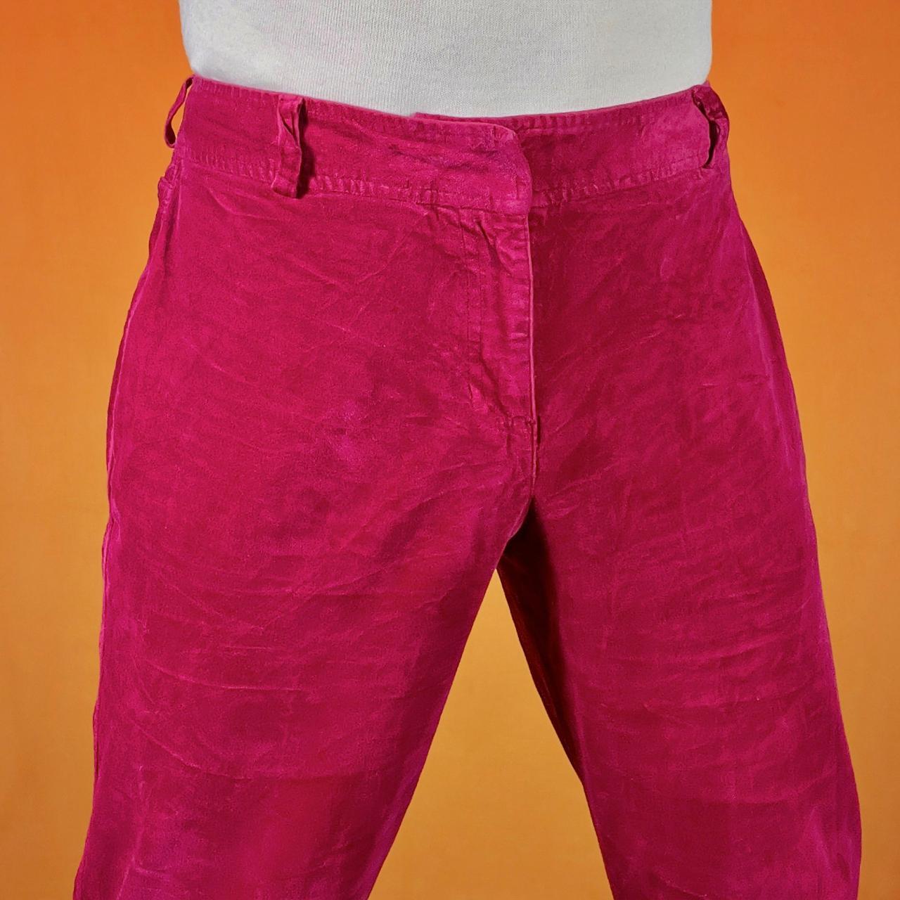 Vintage velvet flared trousers in a hot pink colour.... Depop