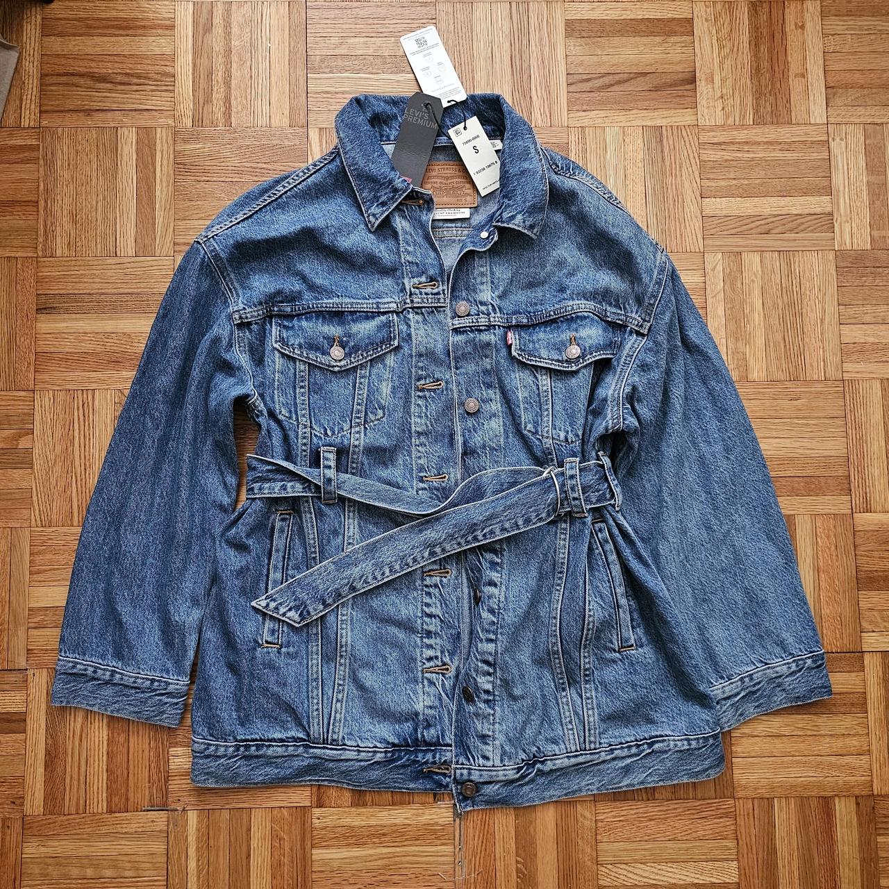 Women's longer length hot sale denim jacket