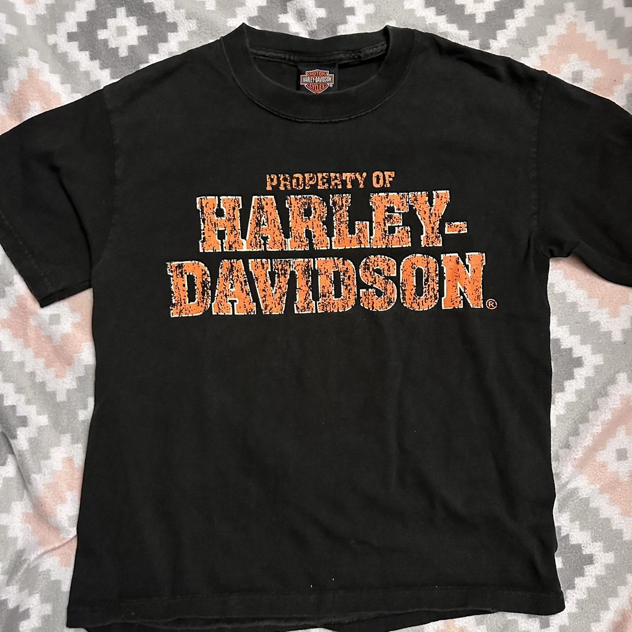 Harley Davidson Black and Orange T-shirt | Depop