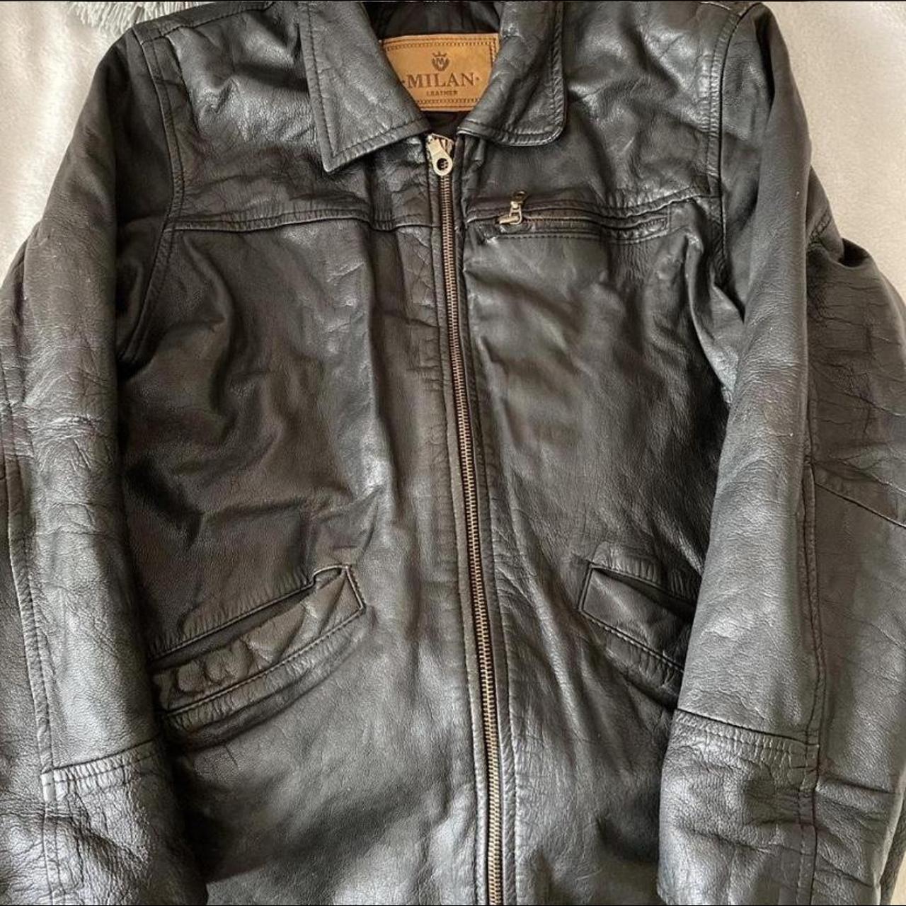 repop- vintage real leather jacket 📷 stunning just... - Depop