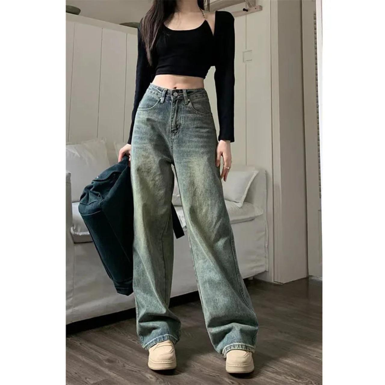 Vintage 90S Baggy Straight Denim Jeans Female Y2K... - Depop