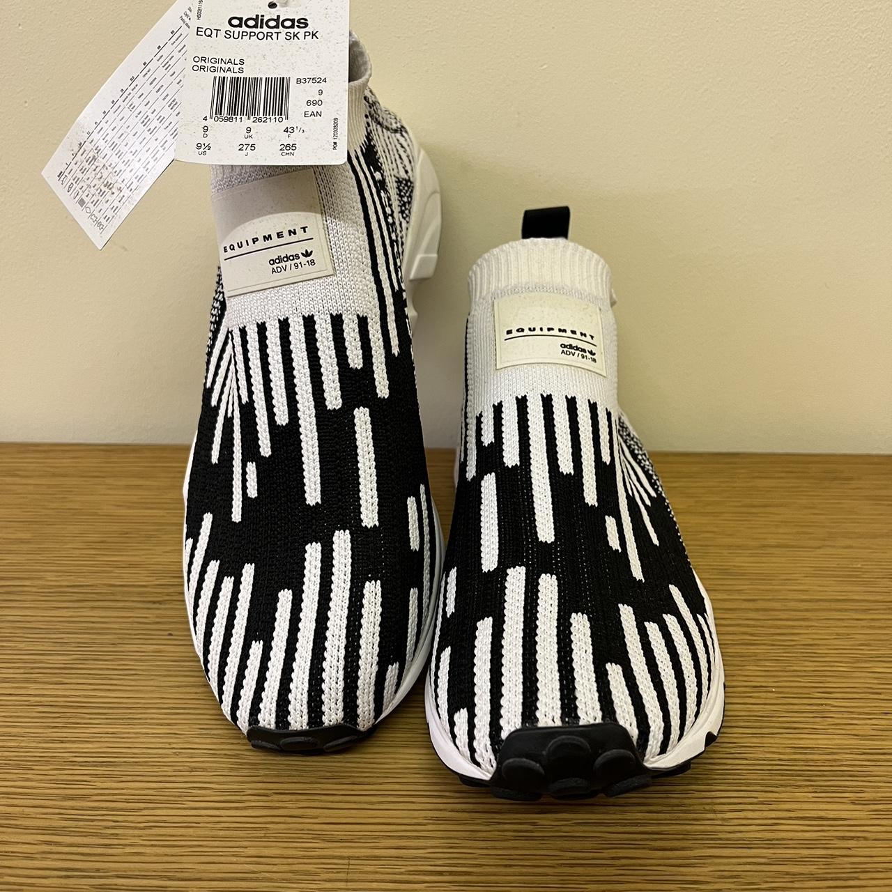 Adidas EQT Support Sock Primeknit in Black White. Depop