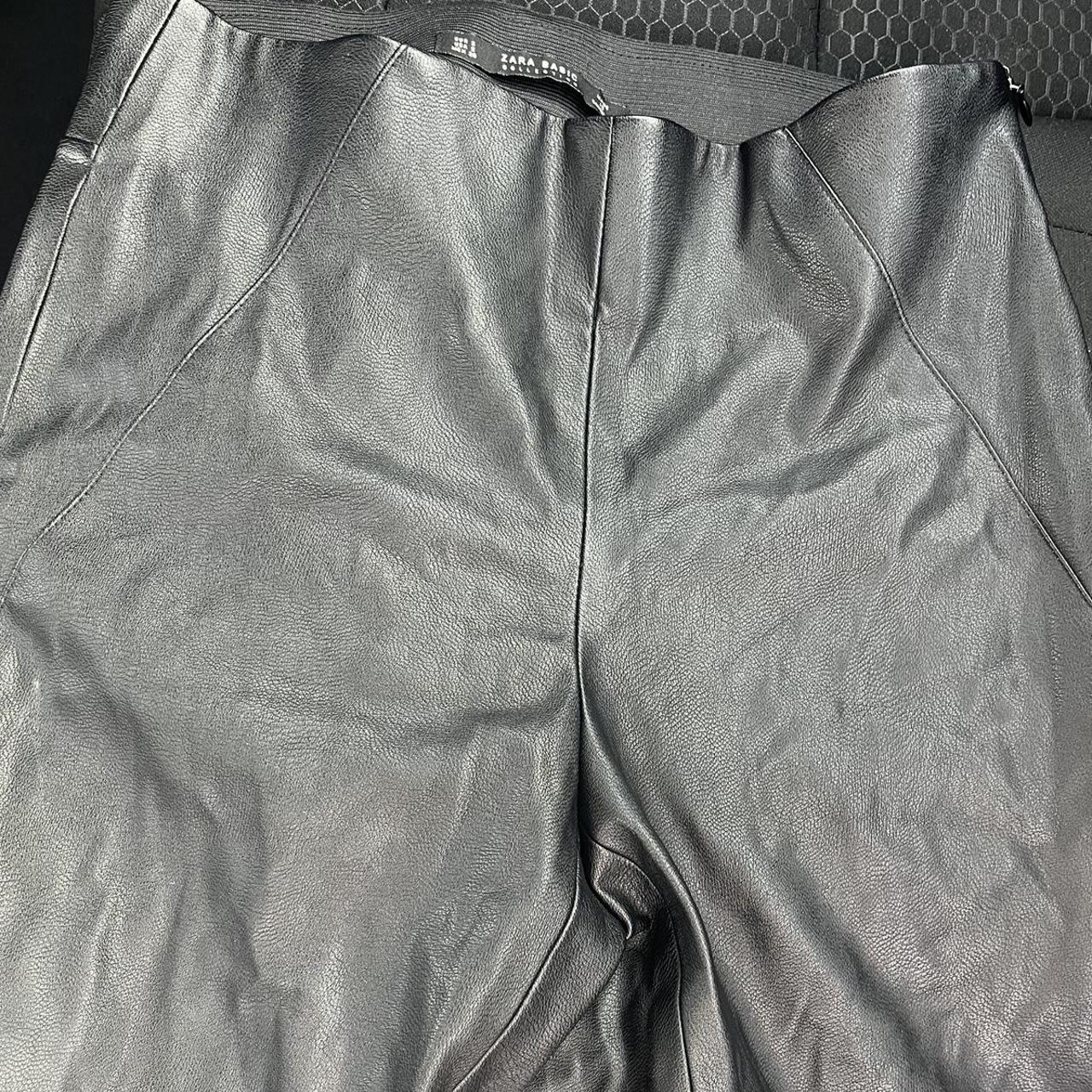 zara leather pants size small seems to be one small... - Depop
