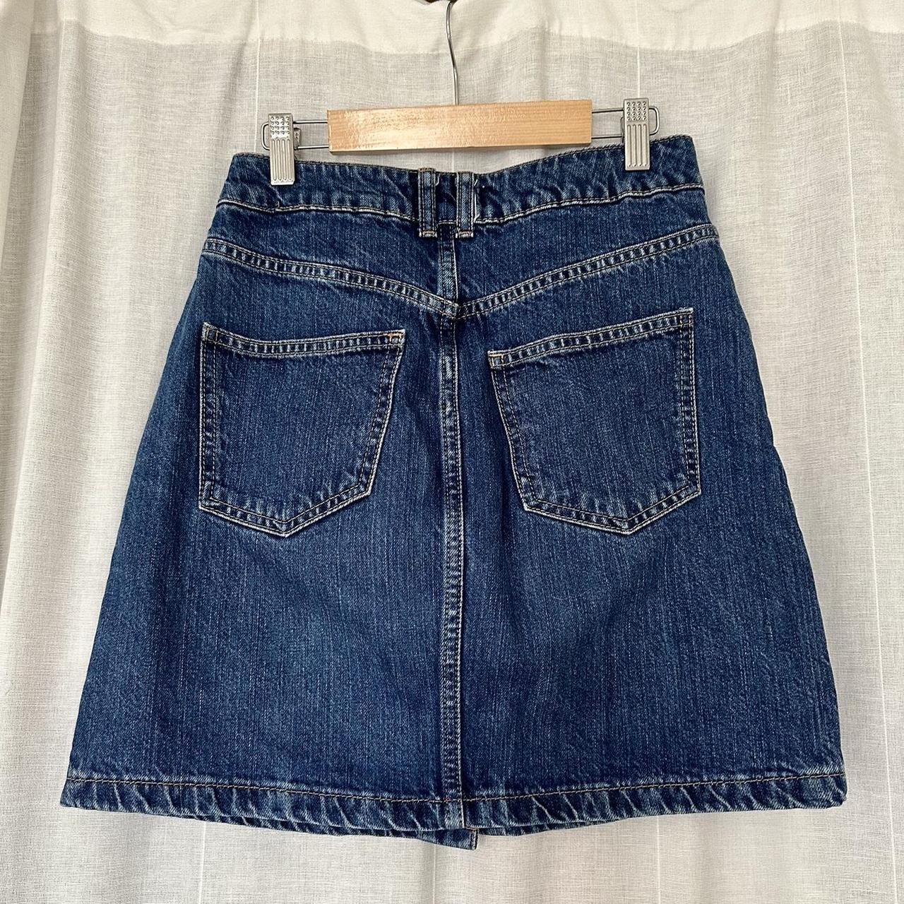 River Island blue denim mini skirt, high waist and... - Depop