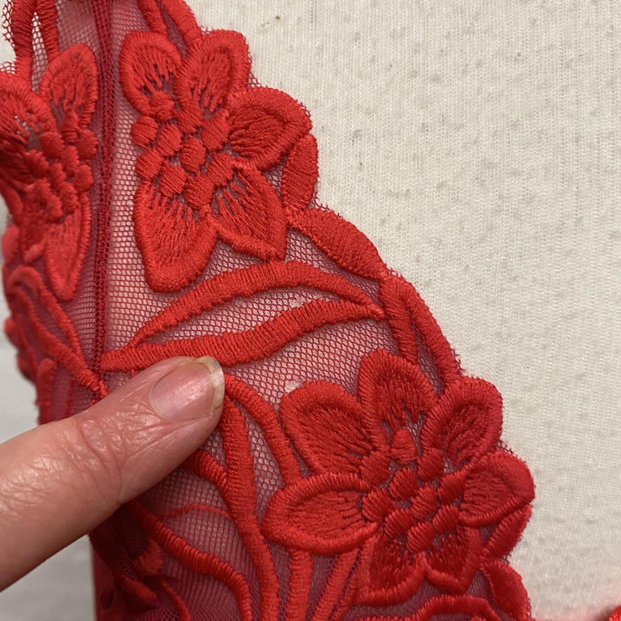 RED LACE BABYDOLL / CHEMISE SIZE 8 Sheer red lace... Depop
