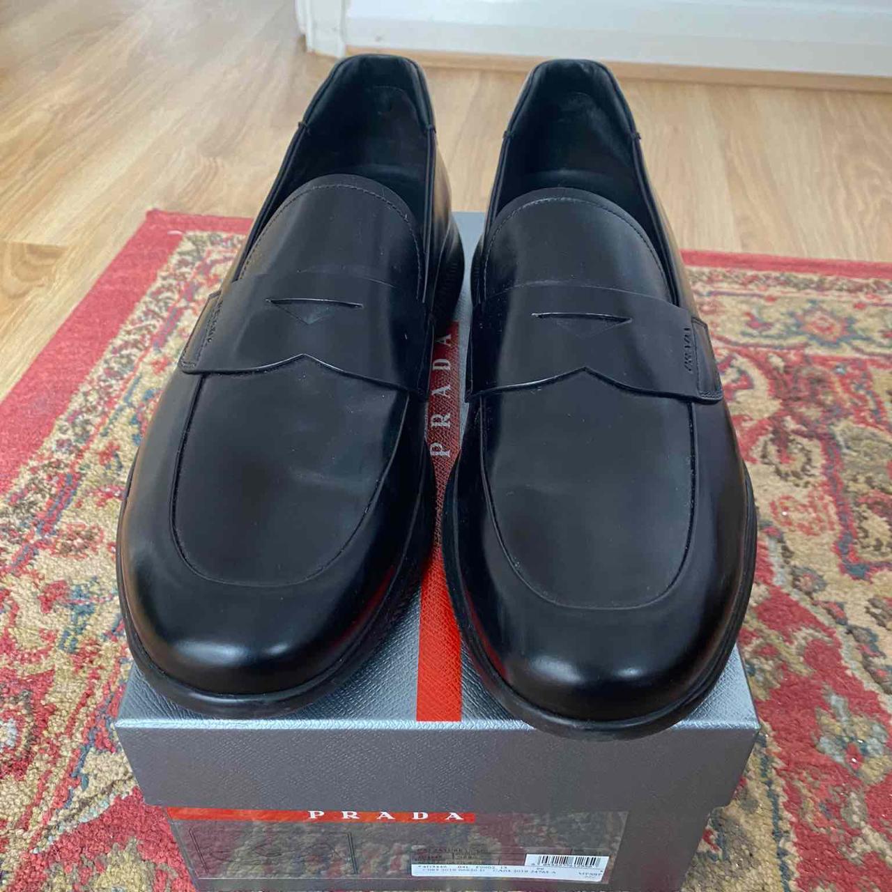 Prada Brushed Leather Sport Loafers Black. UK11... Depop
