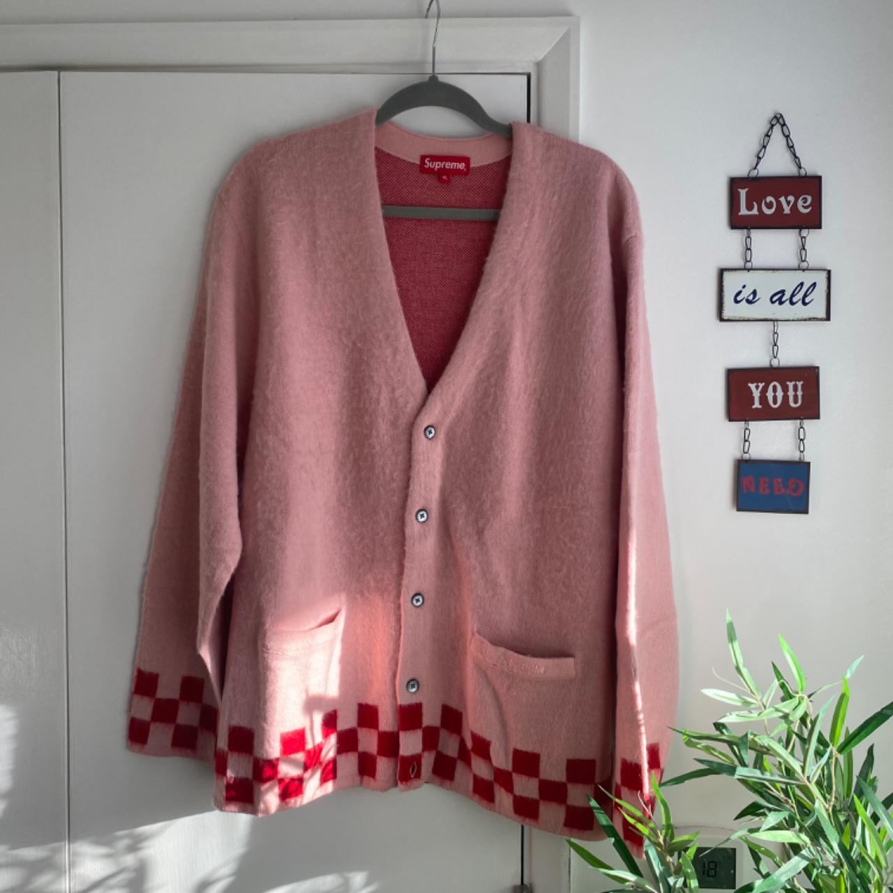 Supreme Brushed Checkerboard Cardigan Pink XL Never... Depop