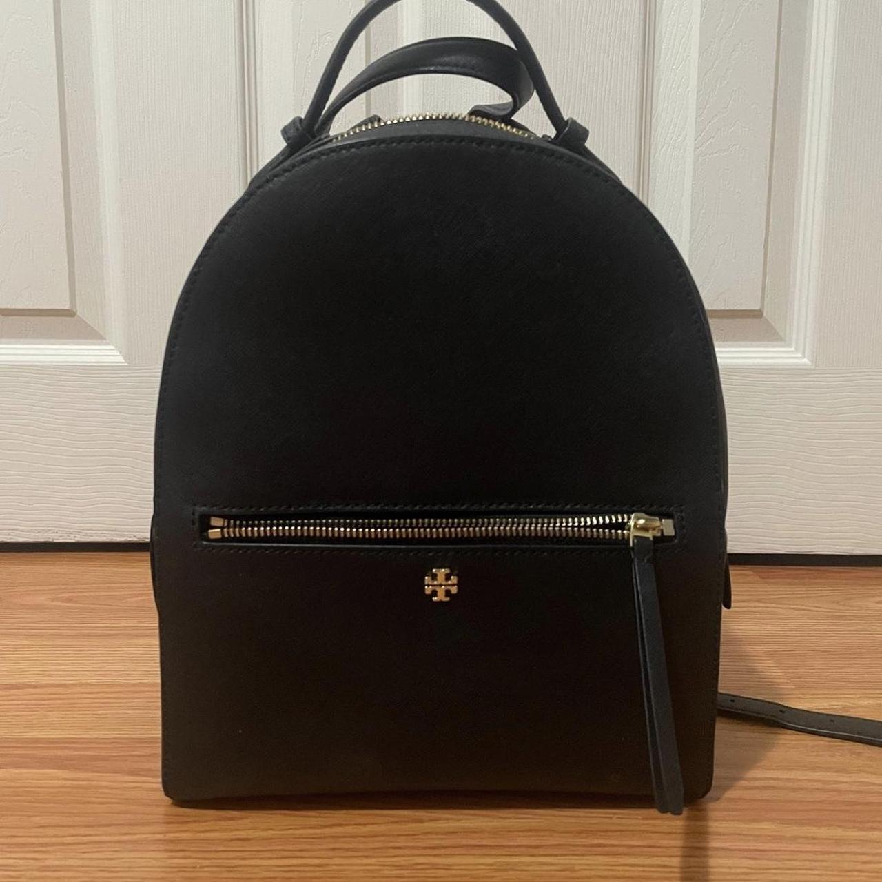 Tory Burch Emerson Structured Black Leather Satchel
