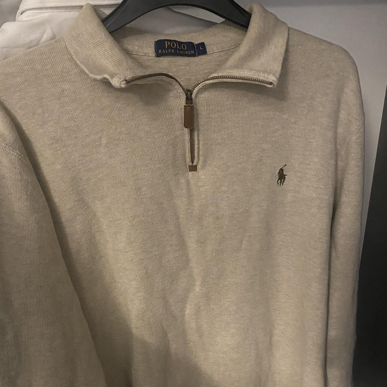 Vintage oat/beige/cream Ralph Lauren quarter zip... - Depop