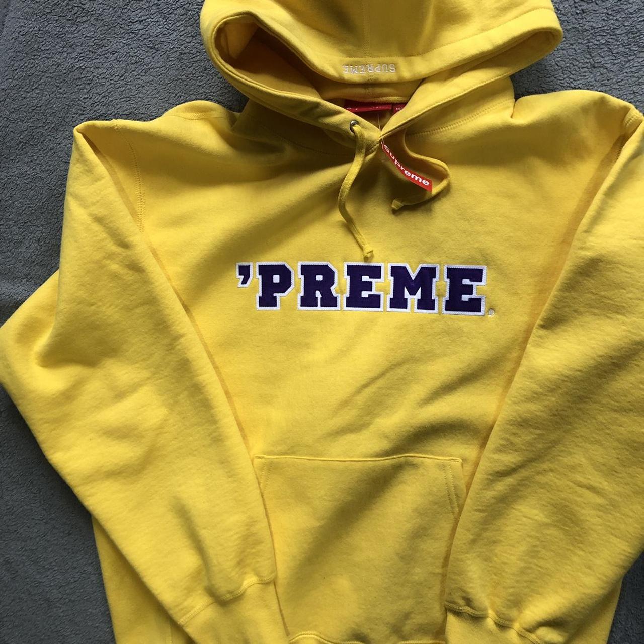 Supreme Preme Hooded Sweatshirt Yellow F/w 22 Size... - Depop