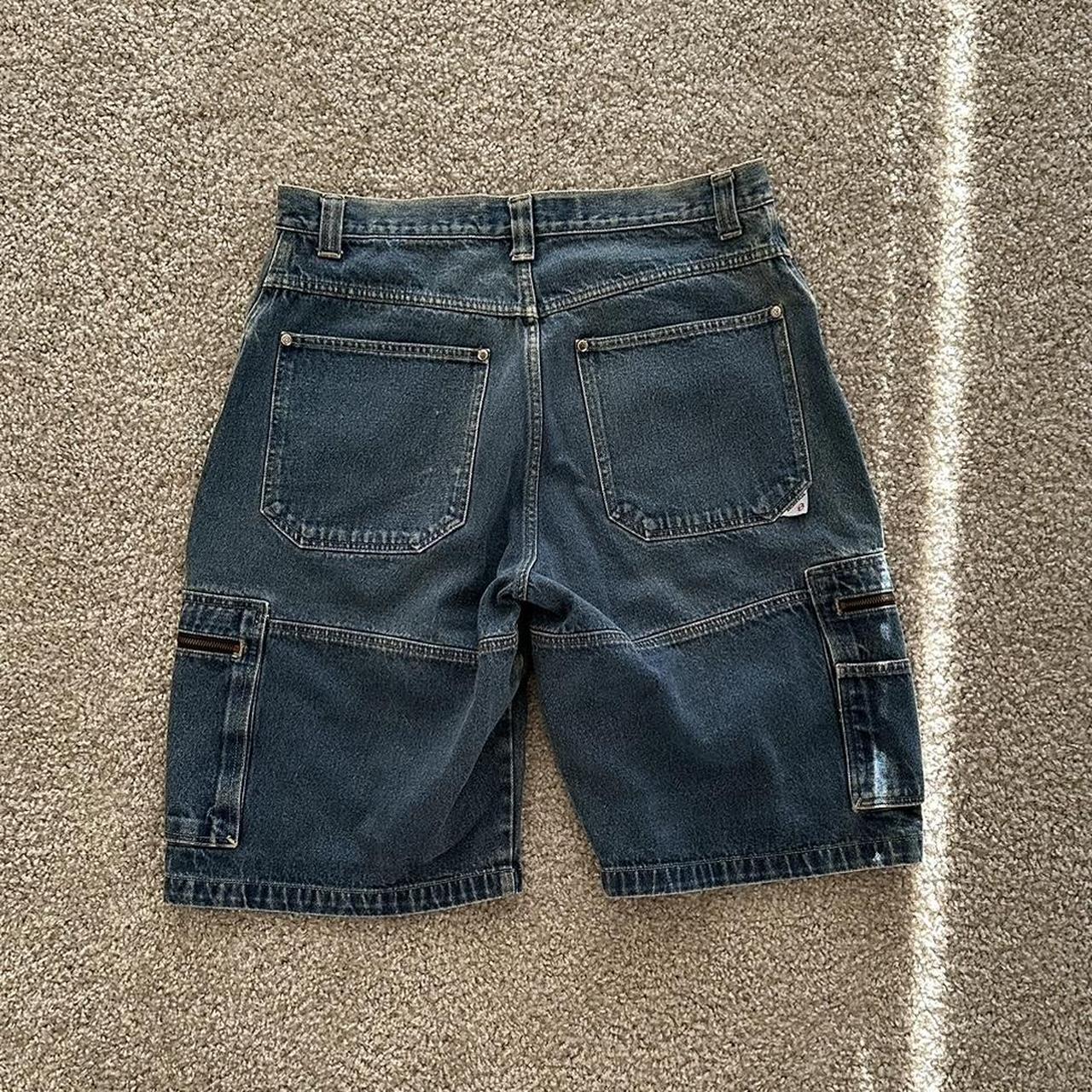 Vintage Anchor Blue Jorts. Size 34. Imperfections... - Depop