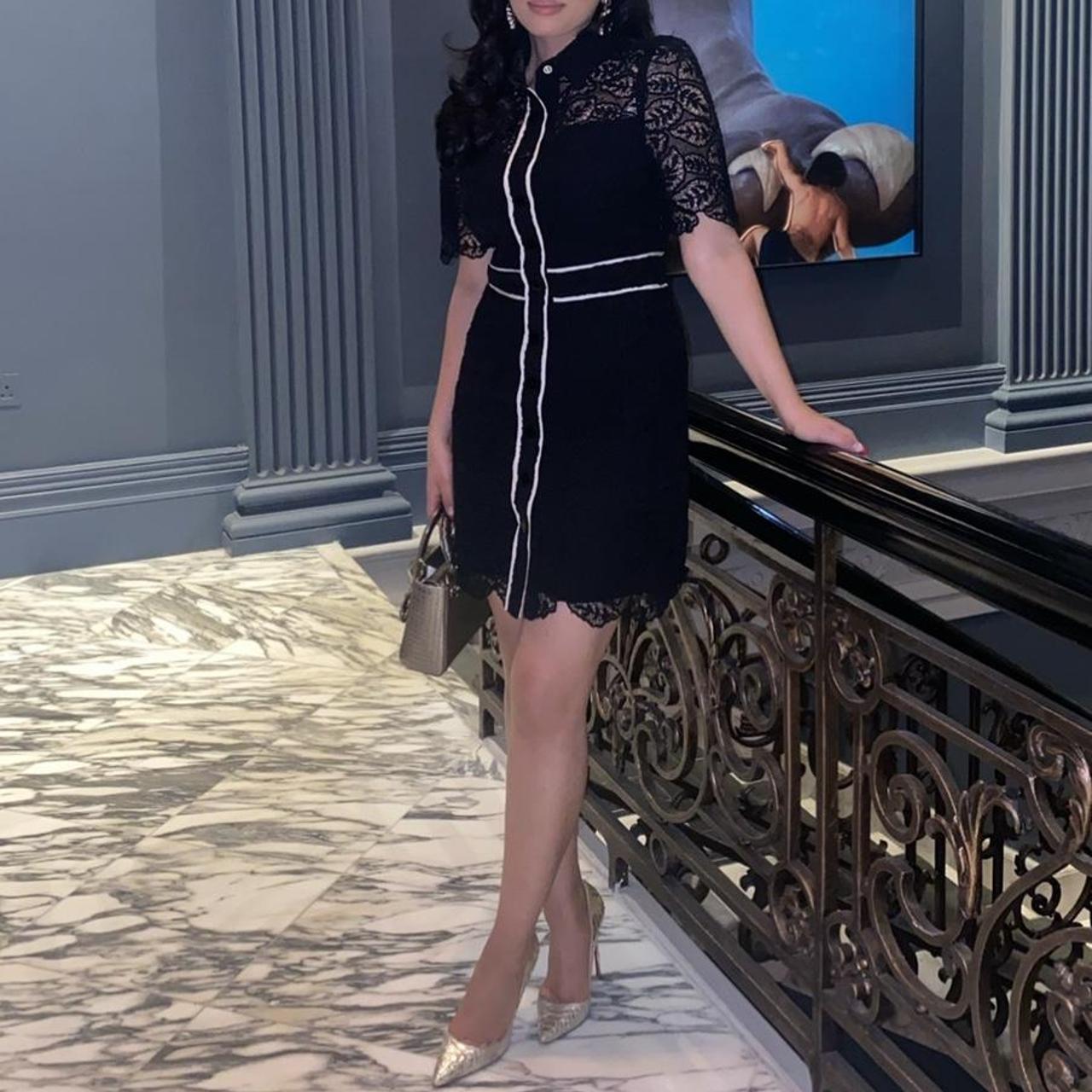 SANDRO black lace button up dress with