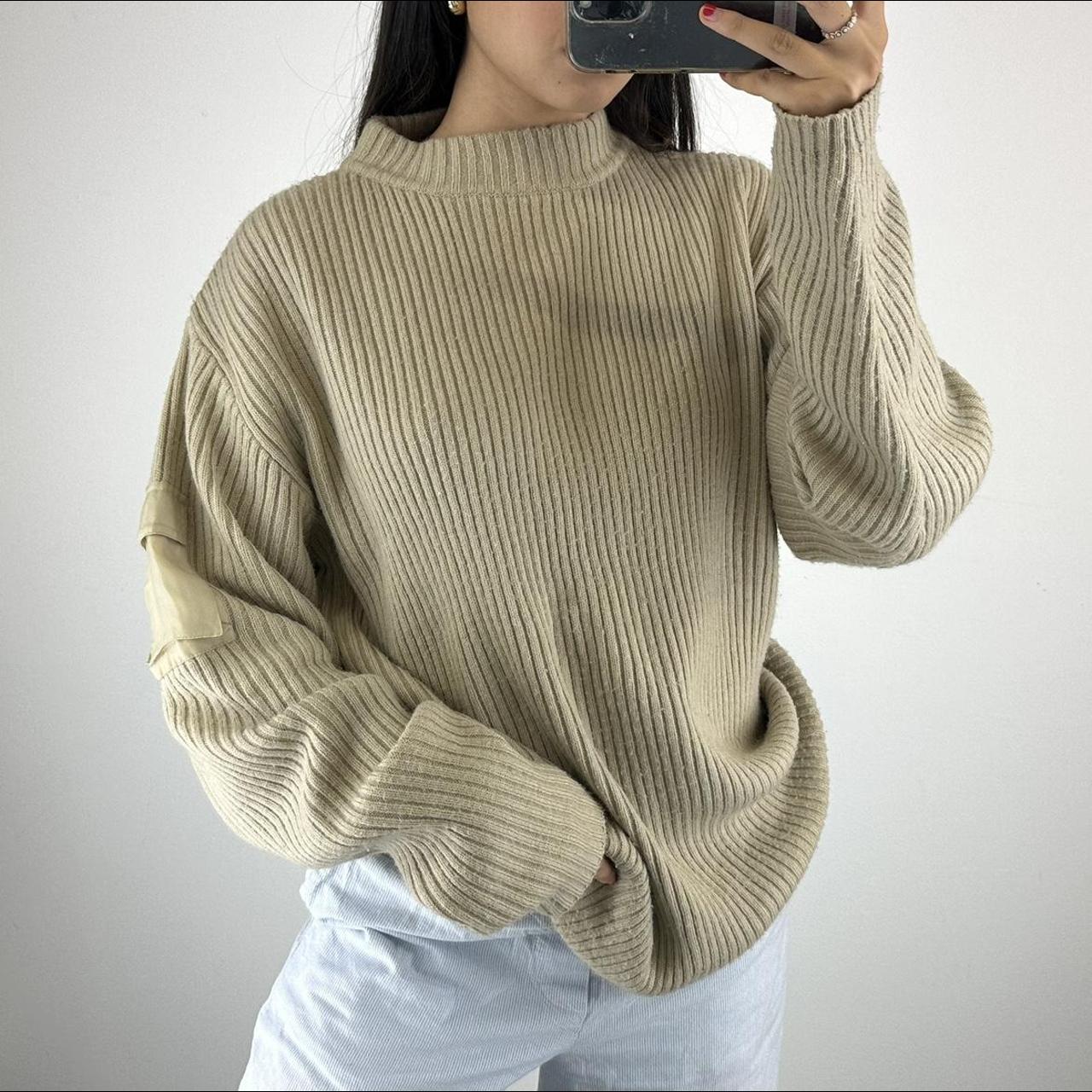 Insane vintage beige utility knit jumper Model size... - Depop
