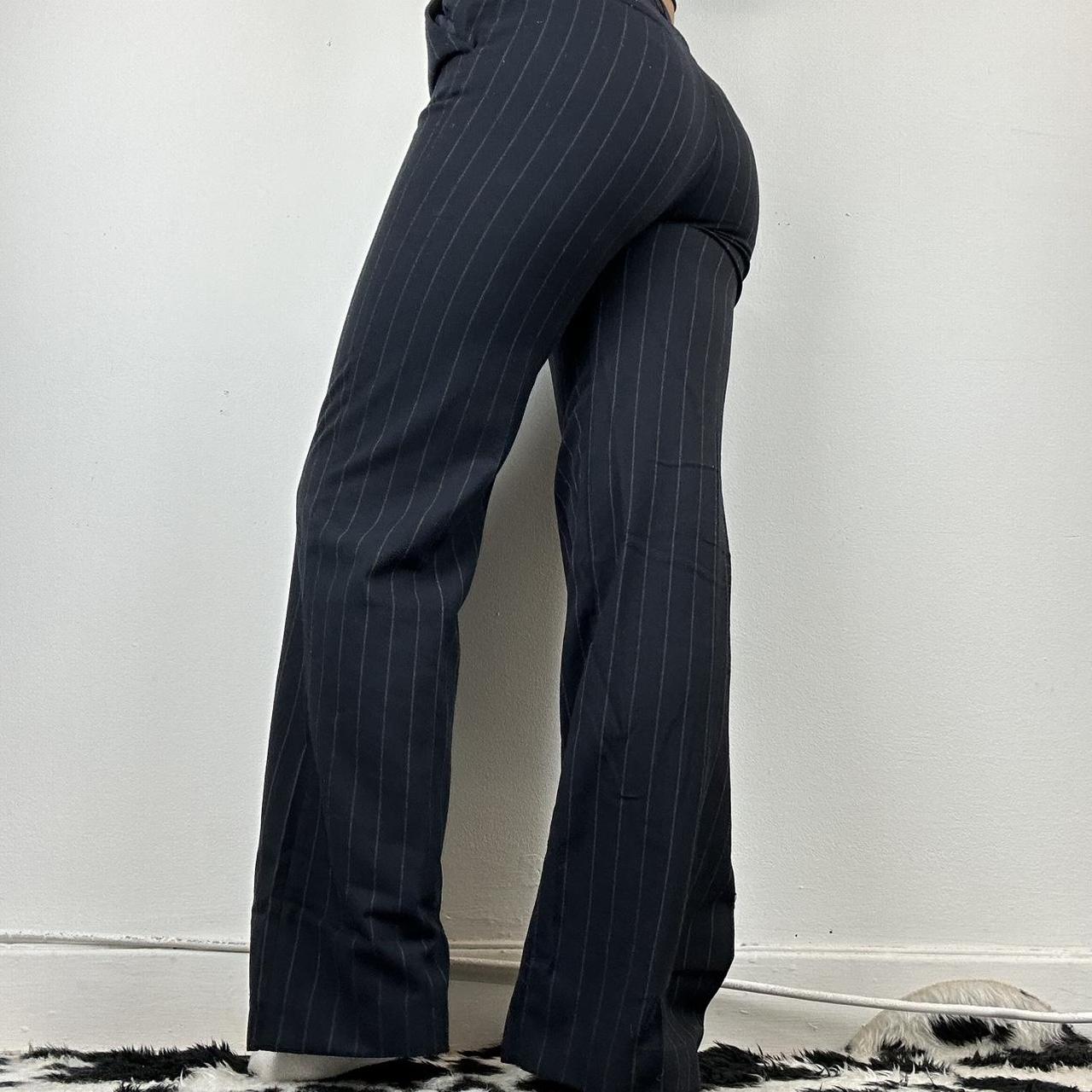 Vintage navy pinstripe trousers Model size 8... Depop