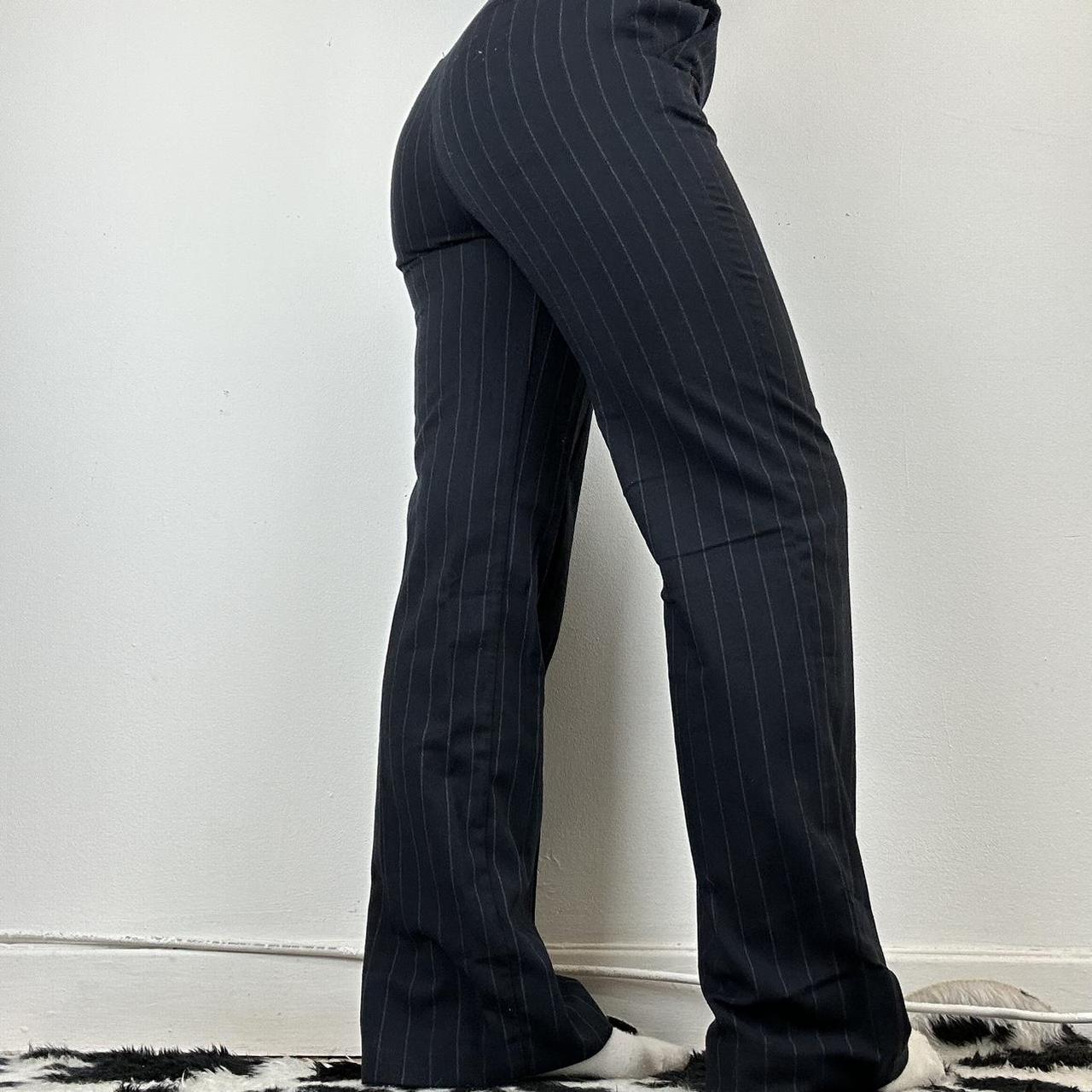 Vintage navy pinstripe trousers Model size 8... - Depop