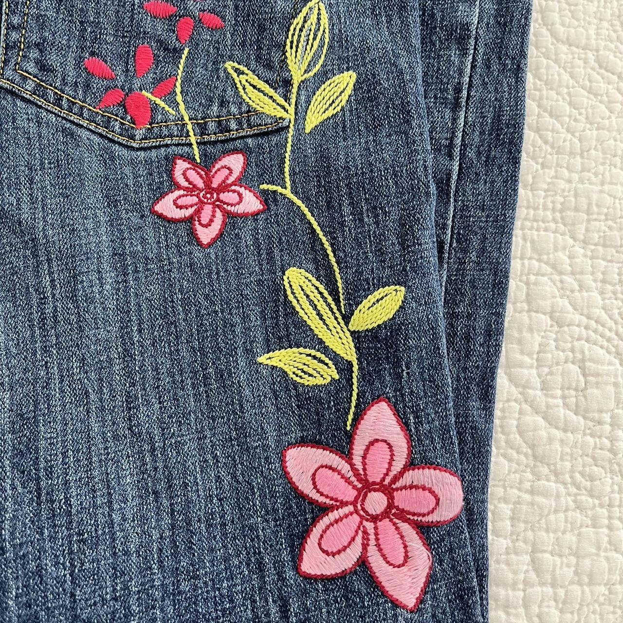 vintage rare Disney embroidered flower jeans • 29”... - Depop