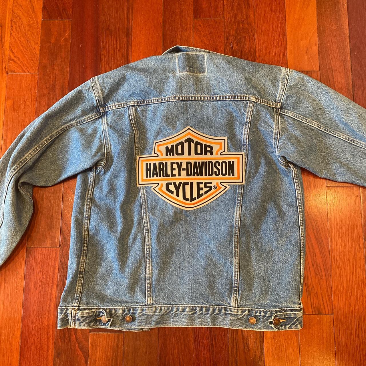 Harley-Davidson jean jacket — vintage and preloved... - Depop