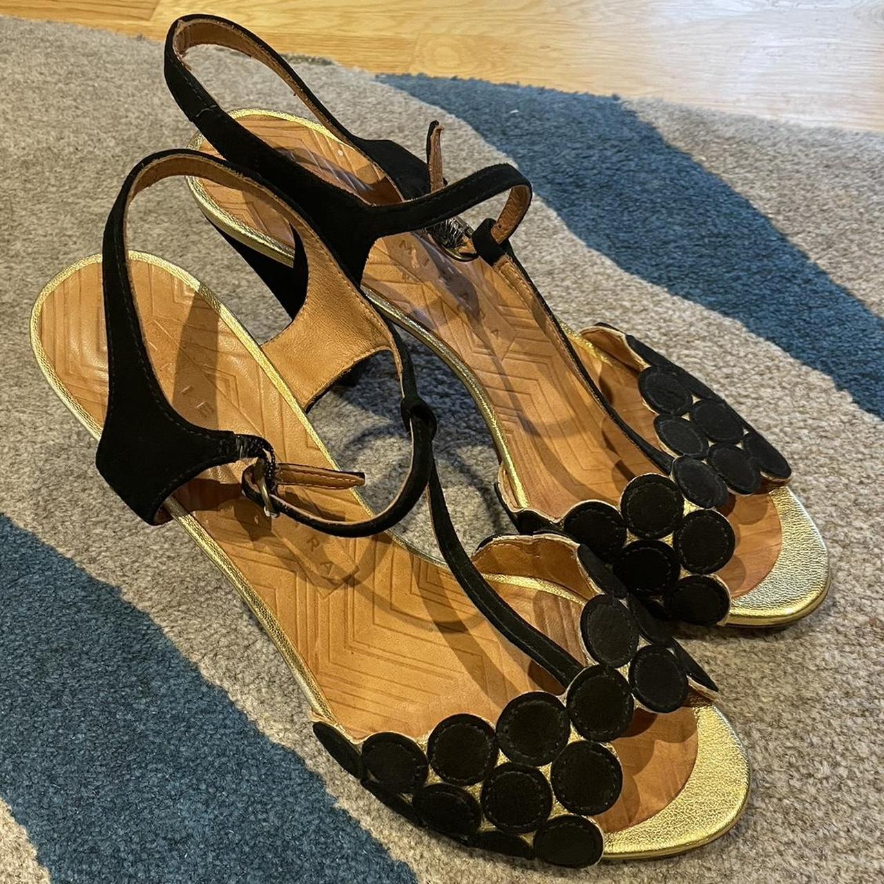 Chie Mihara Gold Sandals Lovely Pair Of Chie Mihara Black Gold Leather