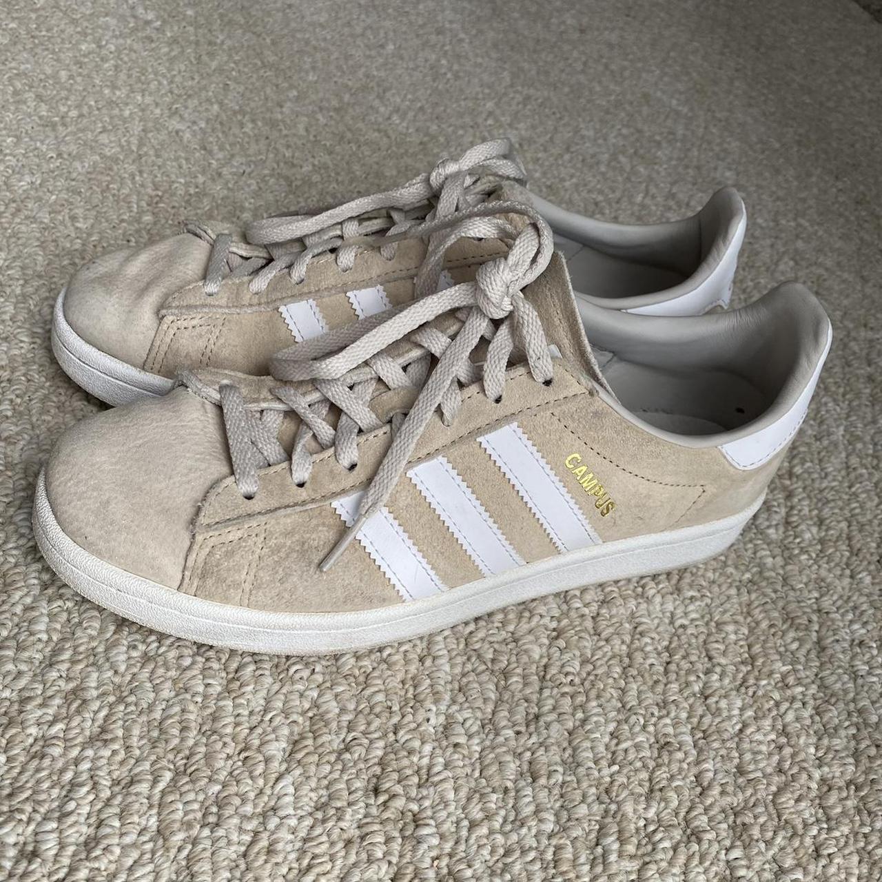 Adidas Women's Tan and Cream Trainers | Depop