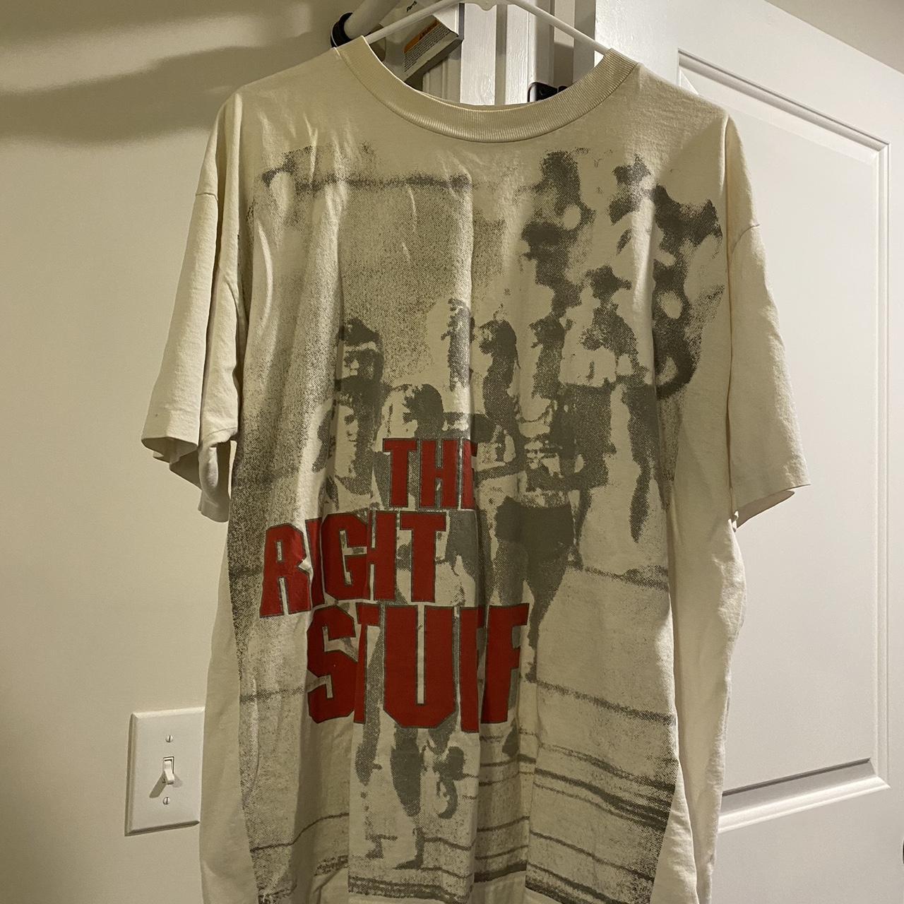 American Classics Men S Cream And Red T Shirt Depop