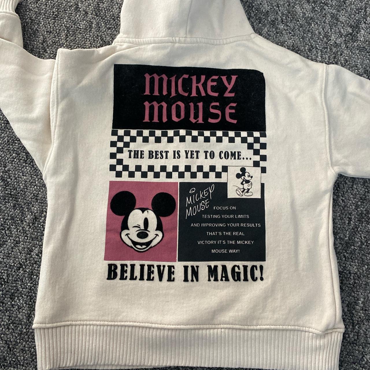 Zara Cream and Black Hoodie Depop