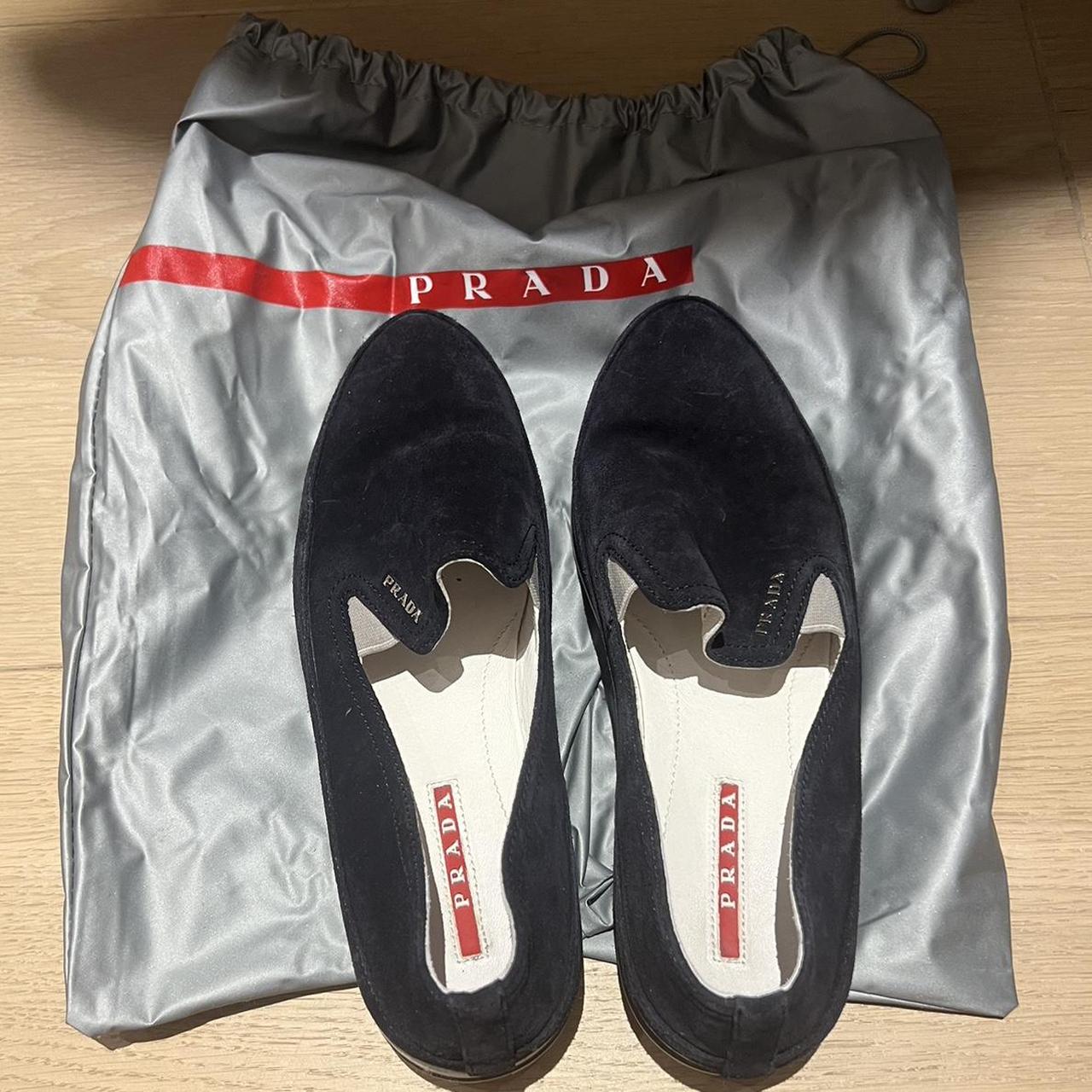 Prada mens hot sale slip ons