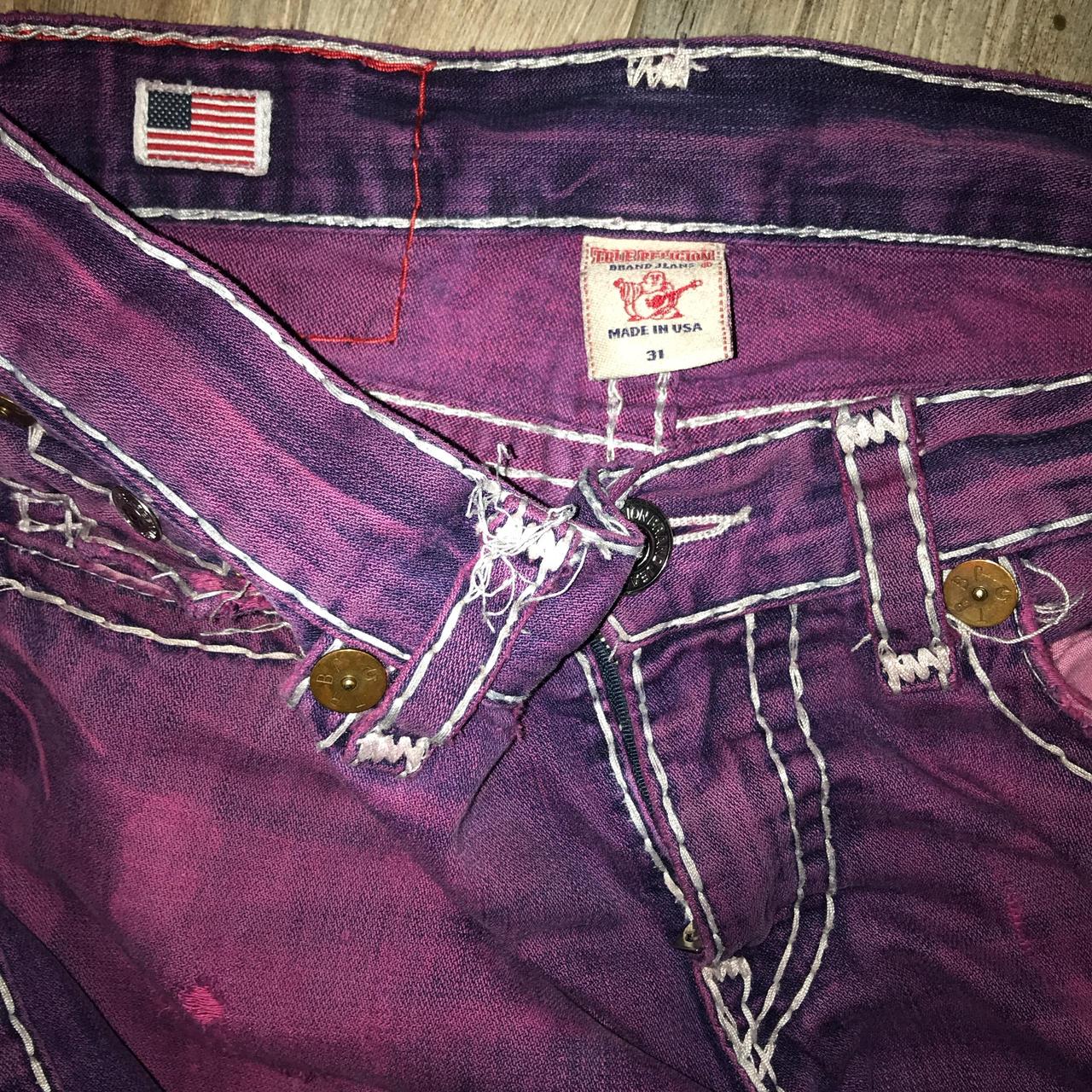 Mens Pink True Religion Jeans Super Cool Y2k Pink Stitch True