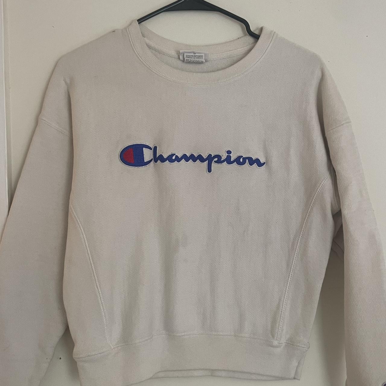 Champion Women's White Sweatshirt | Depop