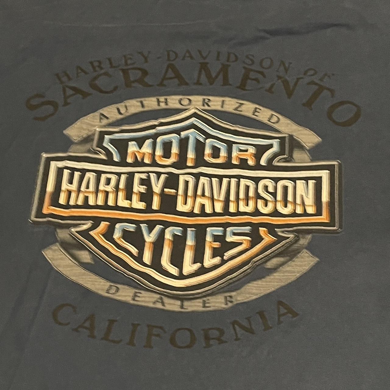 Harley Davidson Men's Blue and White T-shirt | Depop