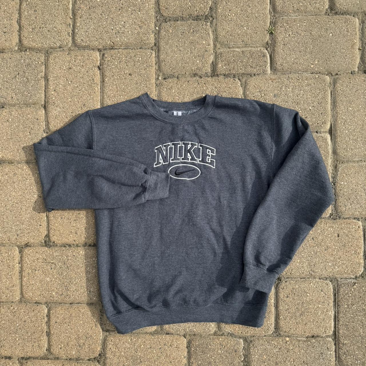 Custom grey Vintage Nike embroidery sweatshirt In... - Depop