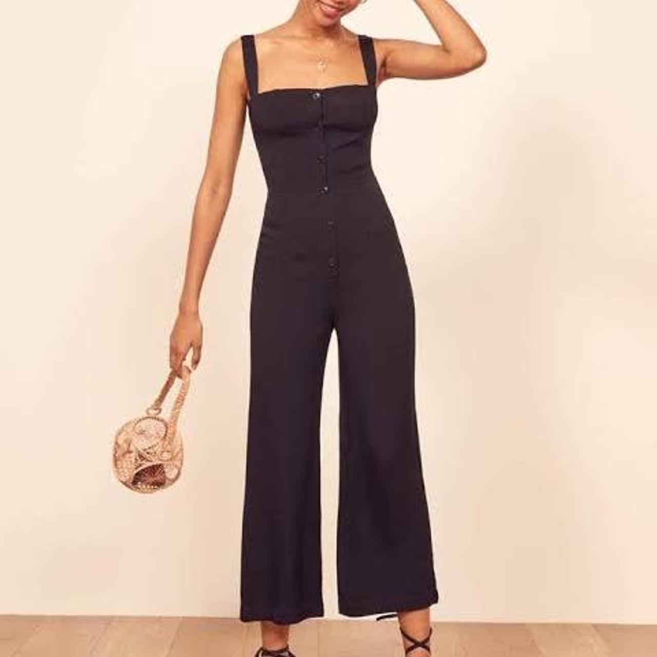 Reformation Women's Black Jumpsuit | Depop