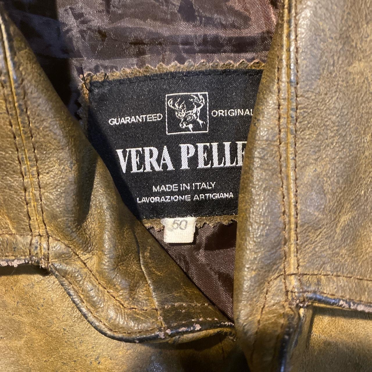 Vera pelle Italian leather jacket L 30 pit to pit 21... - Depop