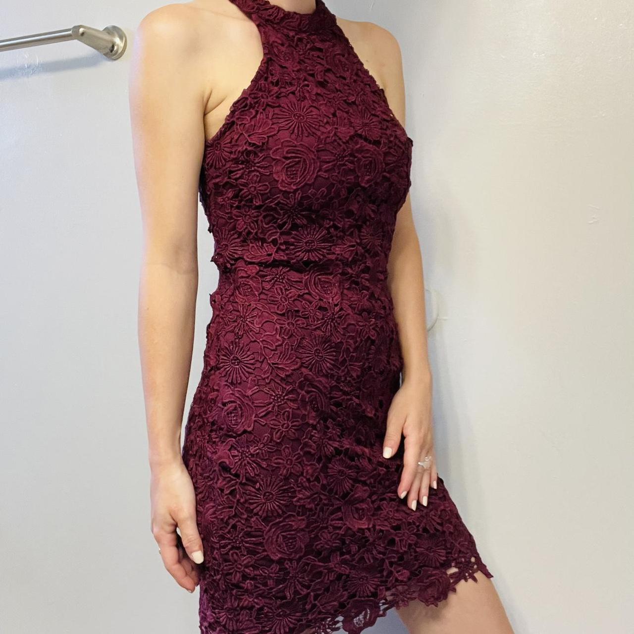 Halter Dress Lulus Love Poem Love Poem Burgundy Lace Halter Mini