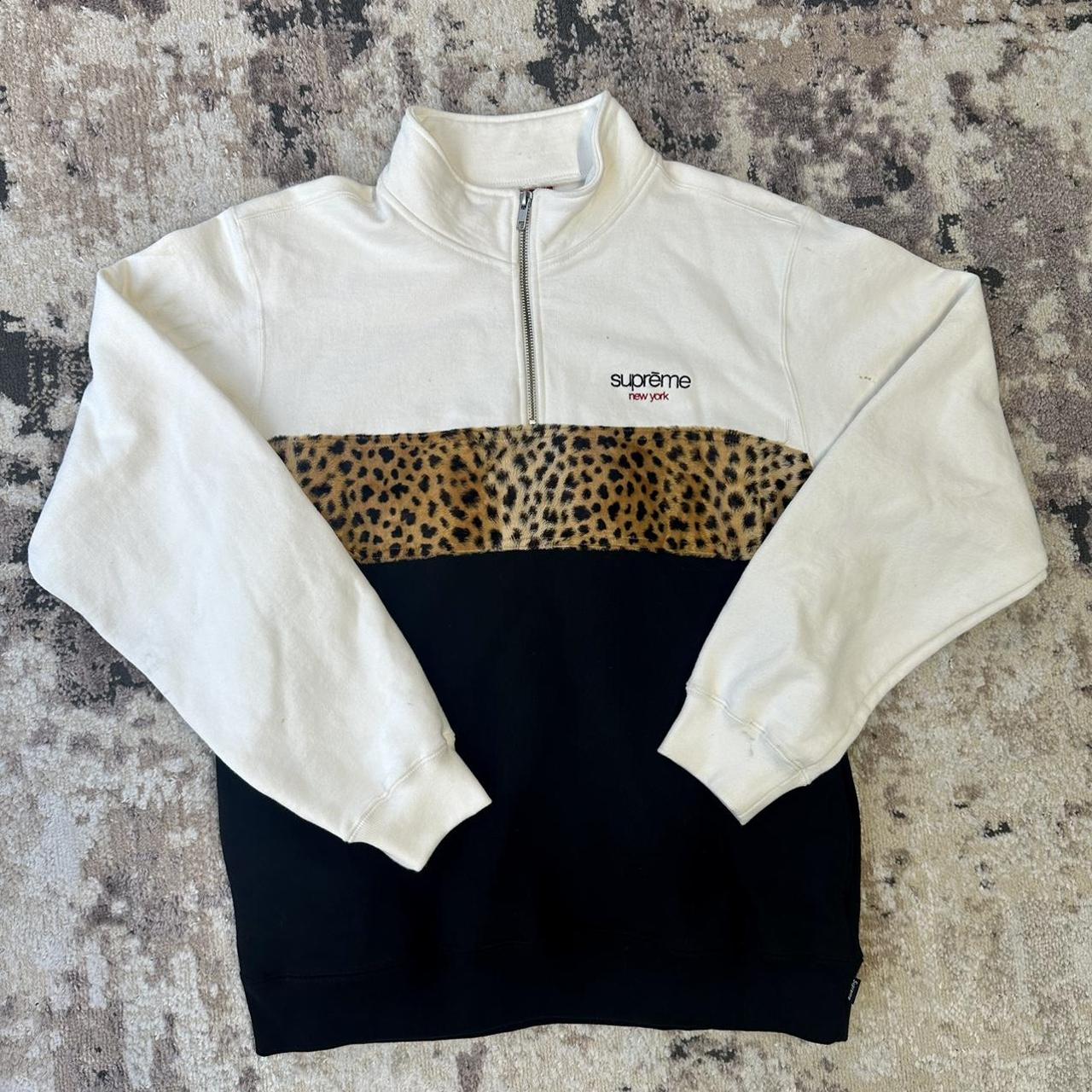 Supreme leopard panel on sale half zip sweatshirt