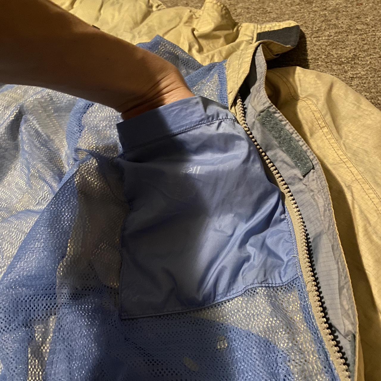 Patagonia Women's Cream and Blue Jacket | Depop