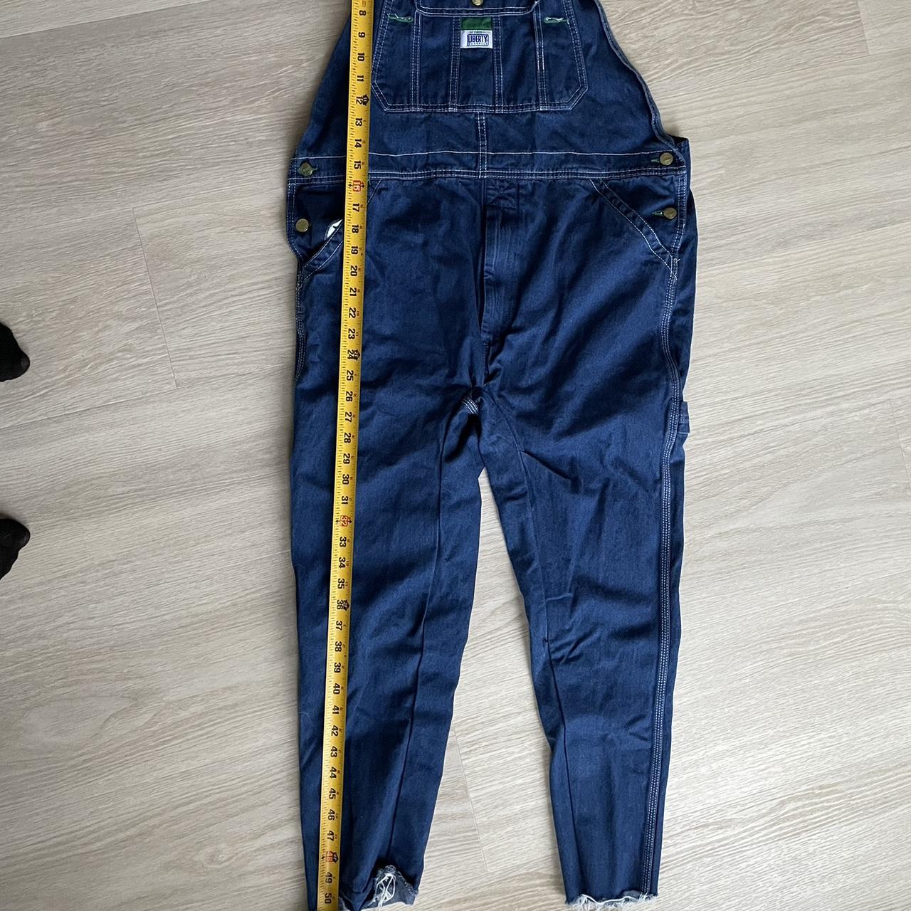 liberty thrifted overalls, labeled size L, 36x30,... Depop