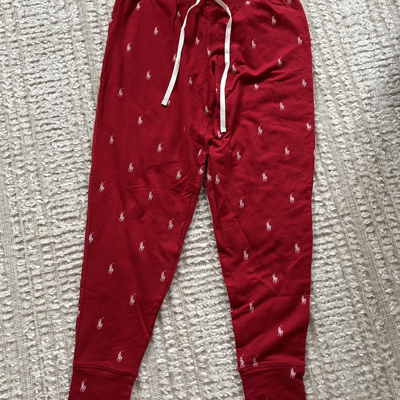 Polo Ralph Lauren Women's Red and White Joggers-tracksuits | Depop