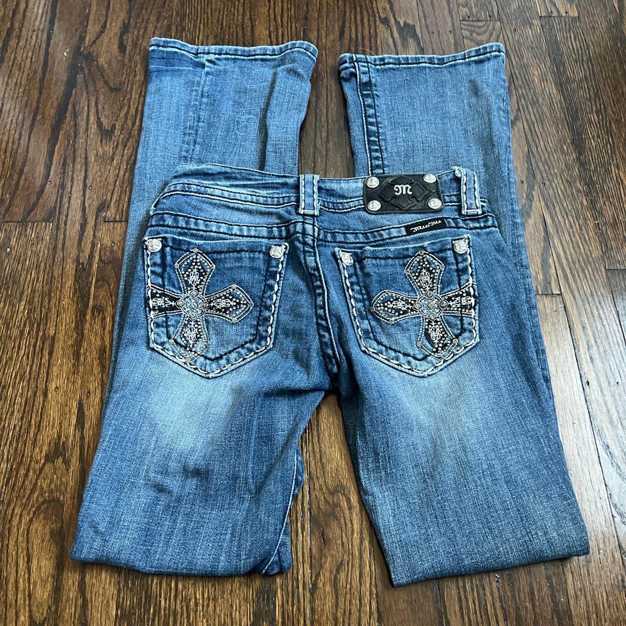 y2k bootcut low rise miss me jeans size 25 - Depop