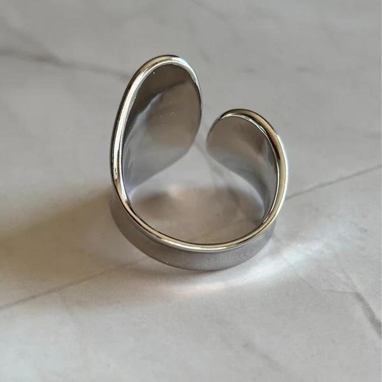 Women's Ring - Silver – Silver abstract ring with… - image 3
