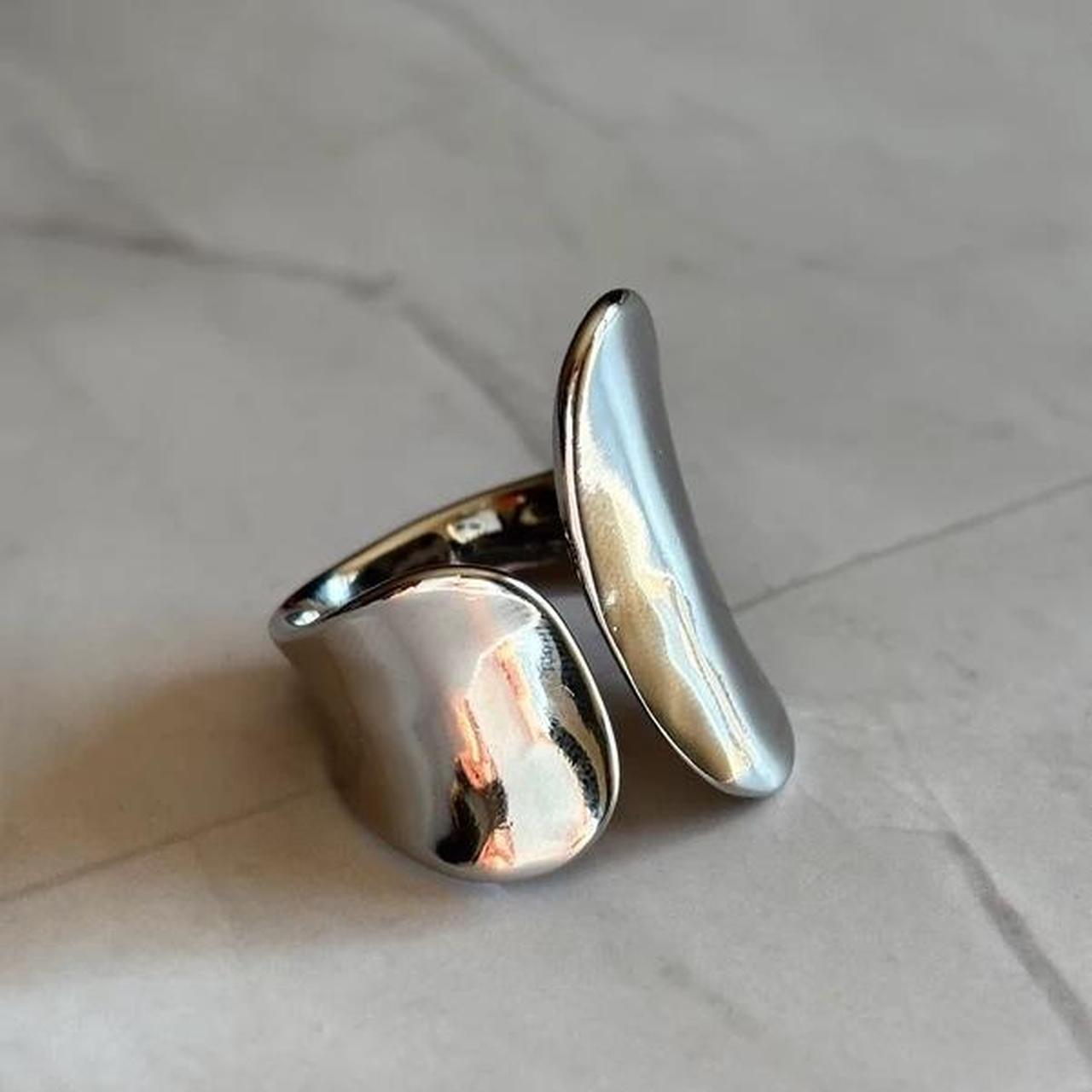 Women's Ring - Silver – Silver abstract ring with… - image 2