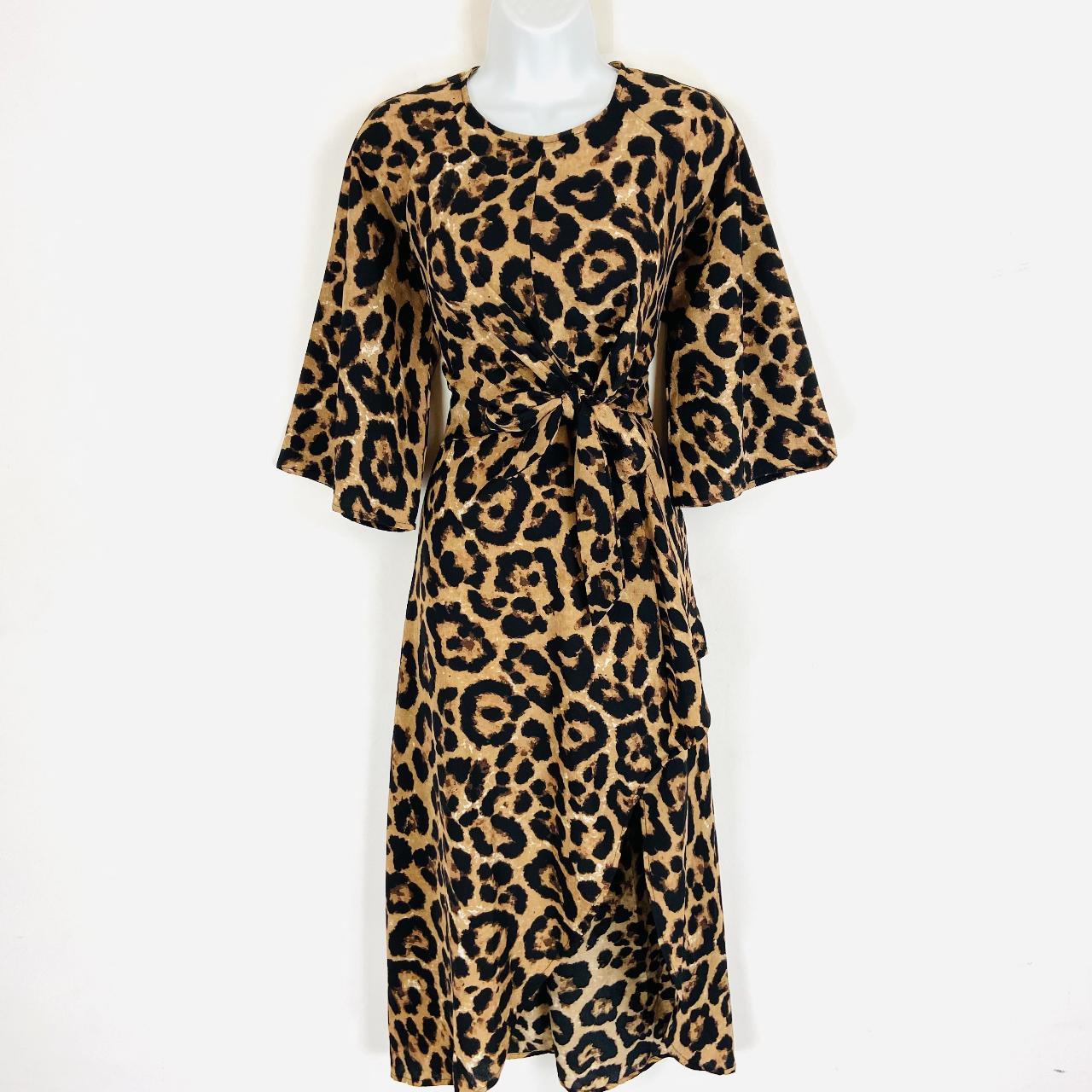 Ax Paris animal print kimono sleeved midi dress size. Depop