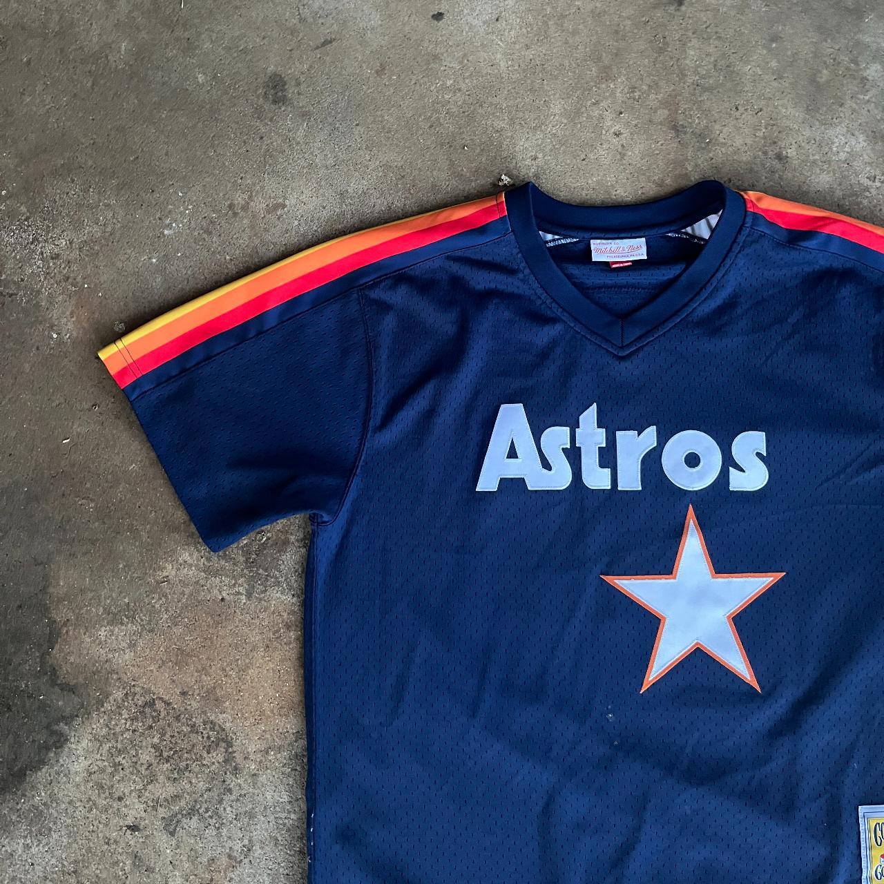 Houston Astros Mitchell & Ness V-Neck Jersey Rare - Depop