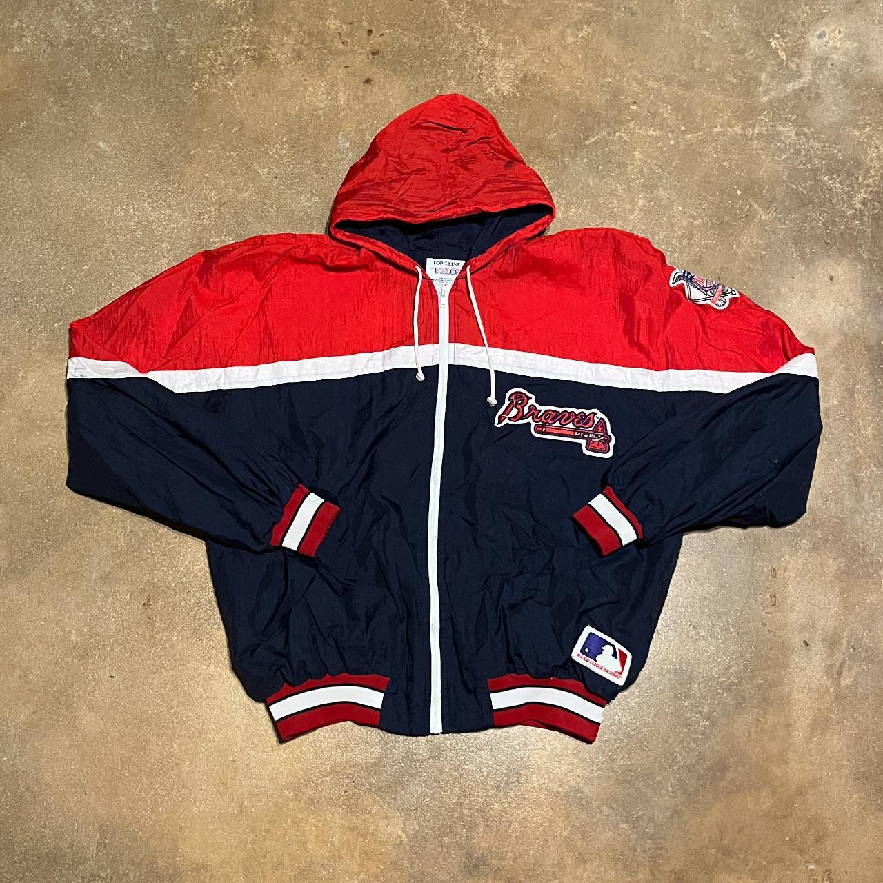 Vintage Starter Atlanta Braves Satin Jacket Men's - Depop