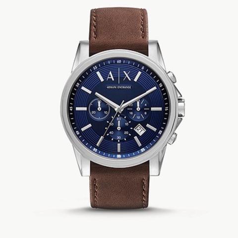 Armani Exchange Chronograph Brown Leather Watch Depop